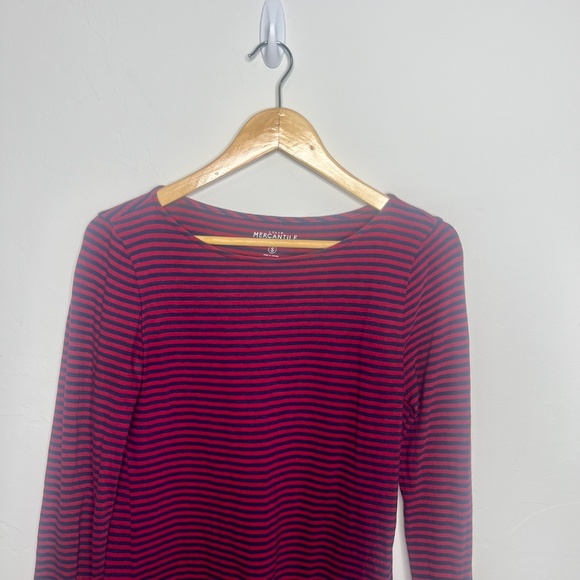 J Crew Mercantile Women's Long Sleeve Artist Tee, Red and Blue Stripe, Small - Picture 2 of 8